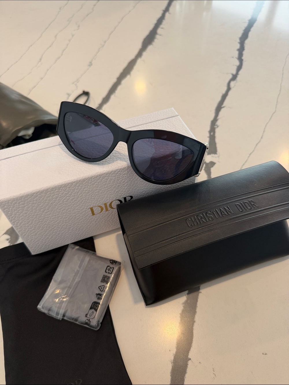 Dior Black Cat-Eye Sunglasses with Dark Lenses